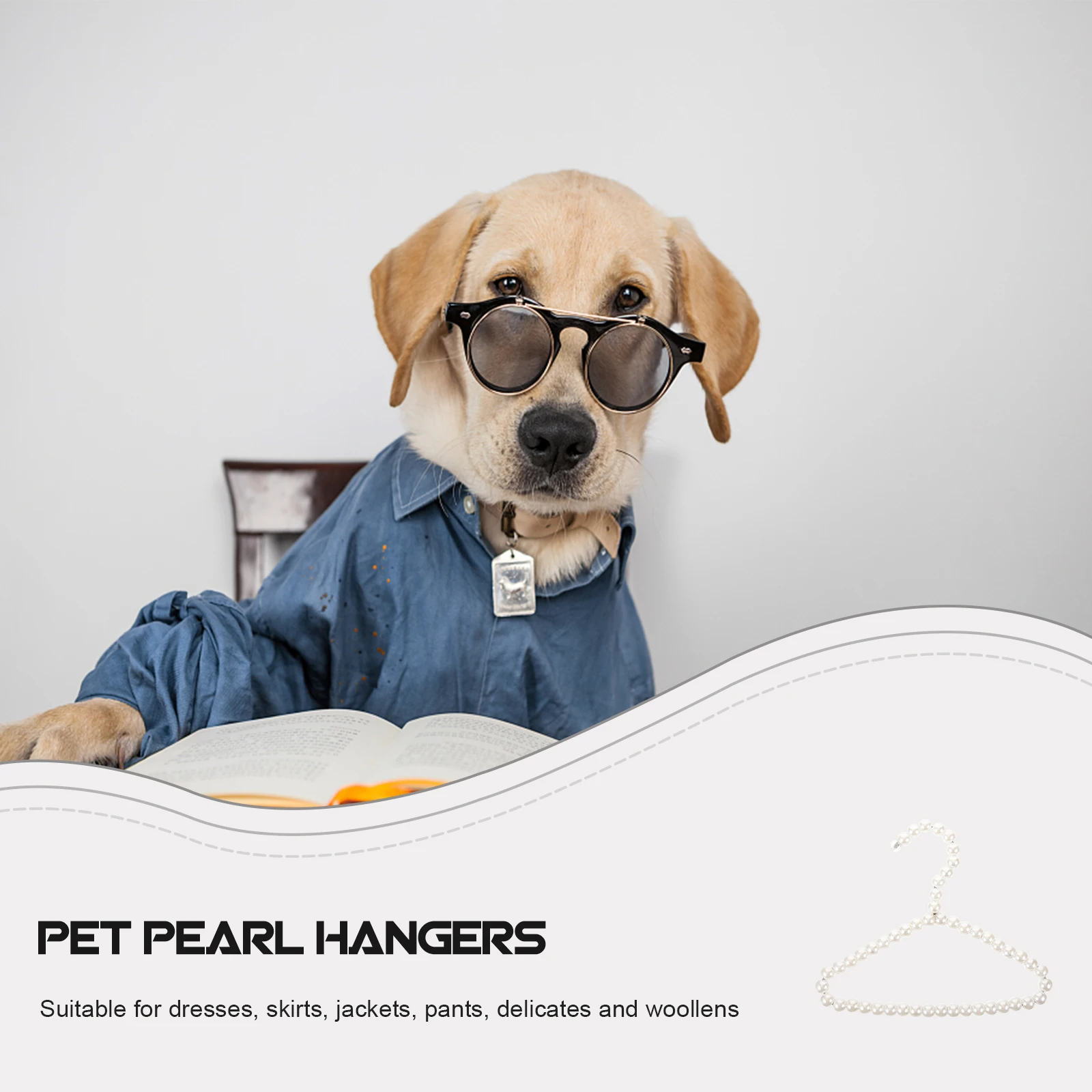 

3pcs Pet Pearl Cloth Hangers Strong Metal Faux Beads Closet Luxury Dog Clothes Accessories Small Pets Grooming Portable