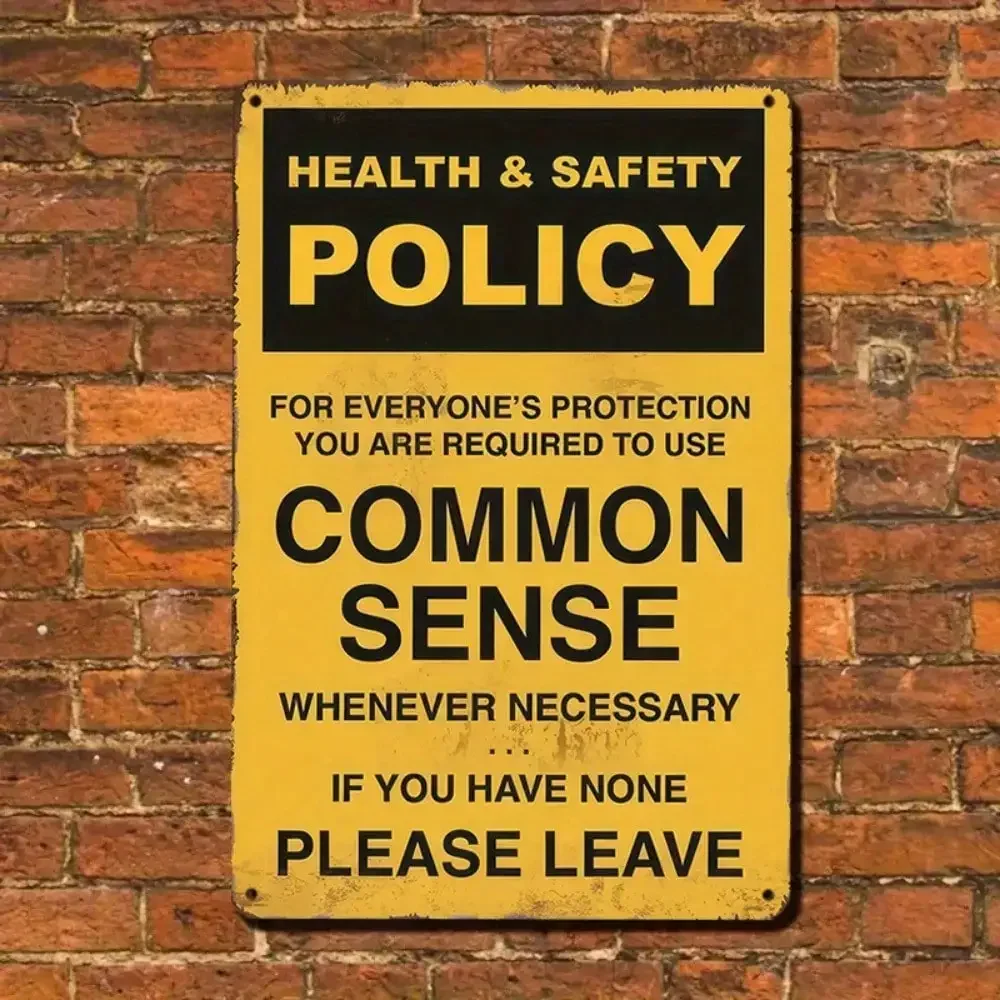 قطعة واحدة من علامة معدنية عتيقة "الصحة والسلامة" - ديكور من القصدير المضحك للاستخدام الداخلي/الخارجي، هدية روح الدعابة #1
