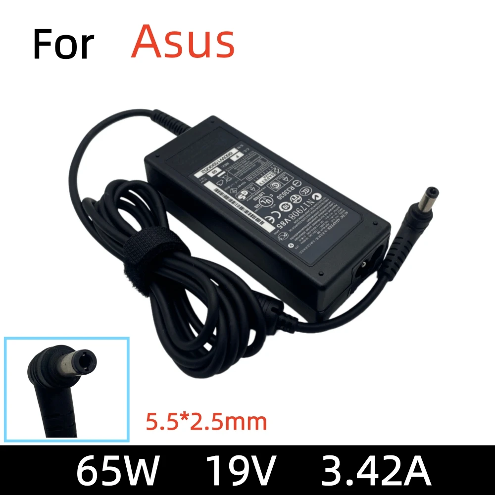 Adaptador de CA Original 65W 19V 3.42A para For Asus VivoBook Q301 Q301L Q301LA Q400 Q400A Q500A Q501LA Q502LA S300 S300CA cargador de ordenador portátil