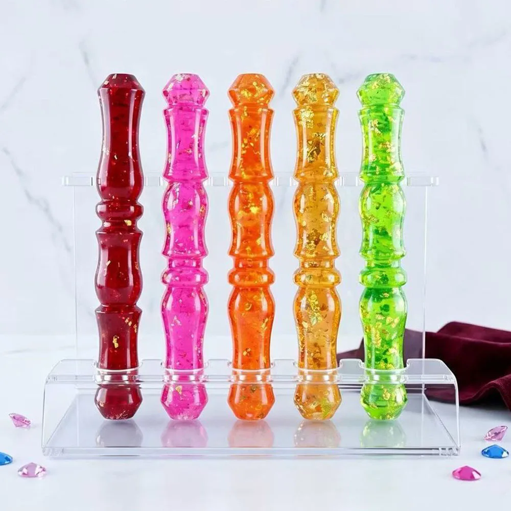 Shiny Gold Foil Diamond Painting Pen Handmade Resin Point Drill Pen Metal Threaded Hole Ddesign 12 Styles Stainess Steel Pen Tip