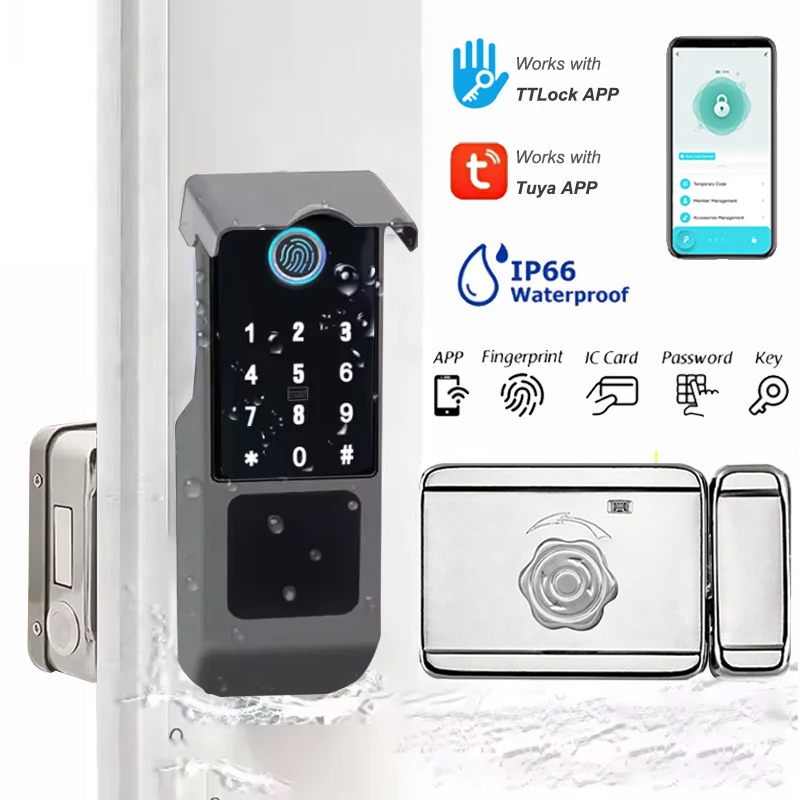 

Водонепроницаемый умный замок Tuya Wi-Fi IC-карта с отпечатками пальцев TTLock APP Bluetooth Дистанционное управление Пароль Электронный дверной замок без ключа