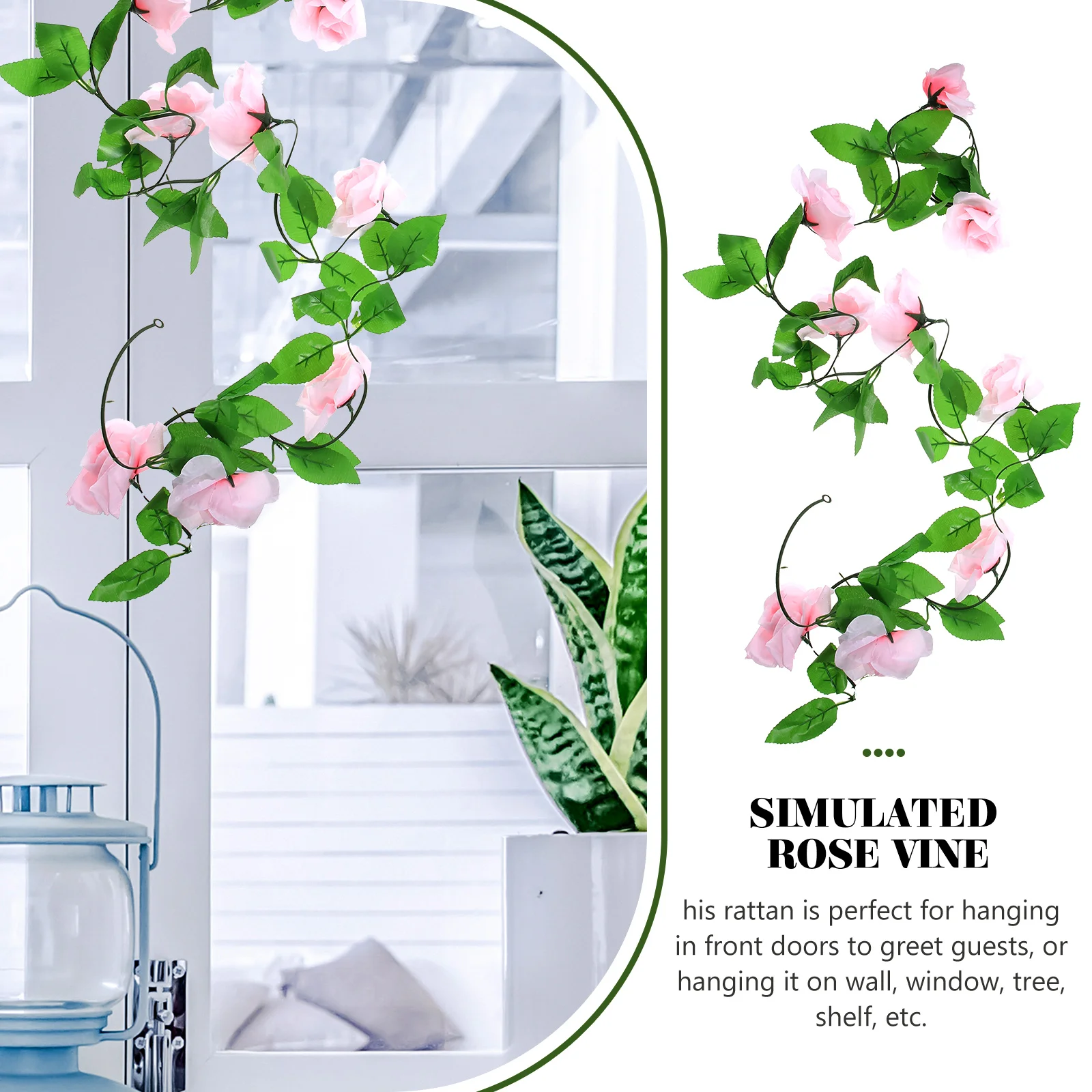 

2pcs 9vine artificial decorative rose home flower decor Household Flower Adorn Delicate Arch Flower simulation rattan