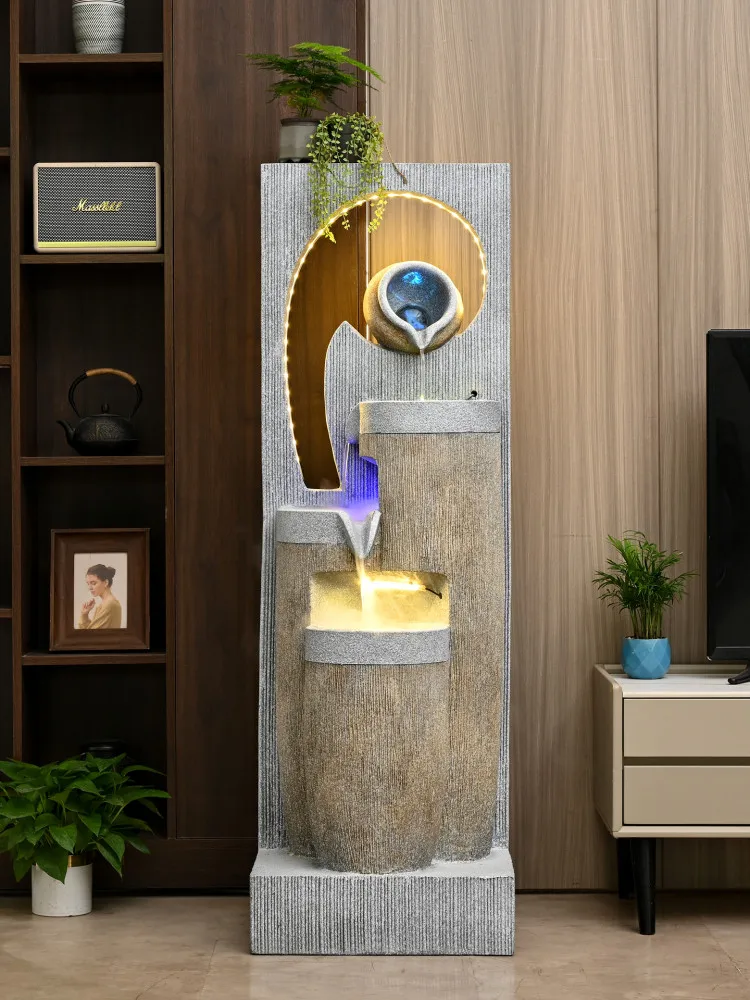 

Creative European water curtain wall flowing fountain ornament living room courtyard floor-to-ceiling fish pond lucky landscape