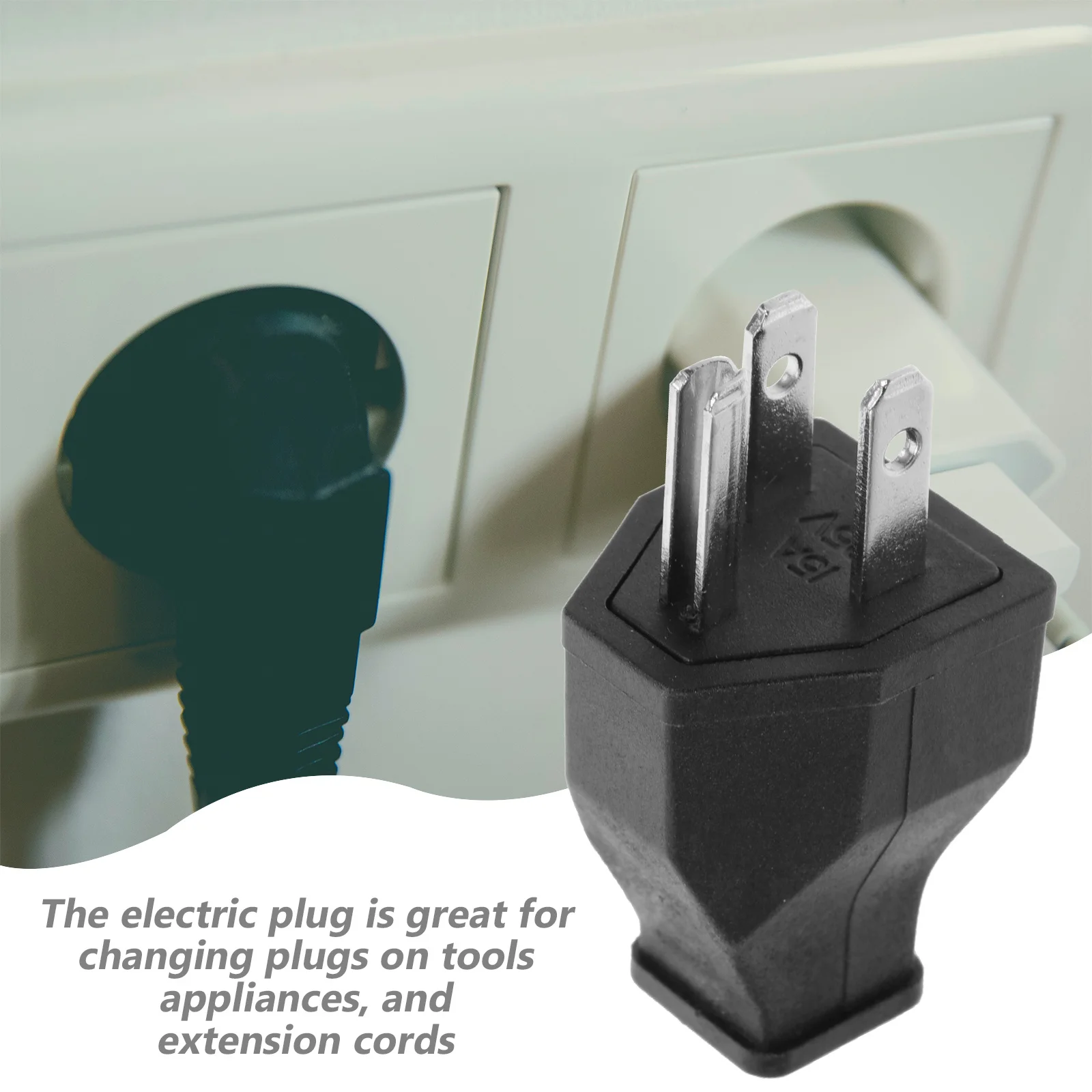 

2Pcs 3 Prong Plug Replacement 15A 125V Industrial Grade Male Plug End for Extension Cords Portable Inverters Forged ABS Shell