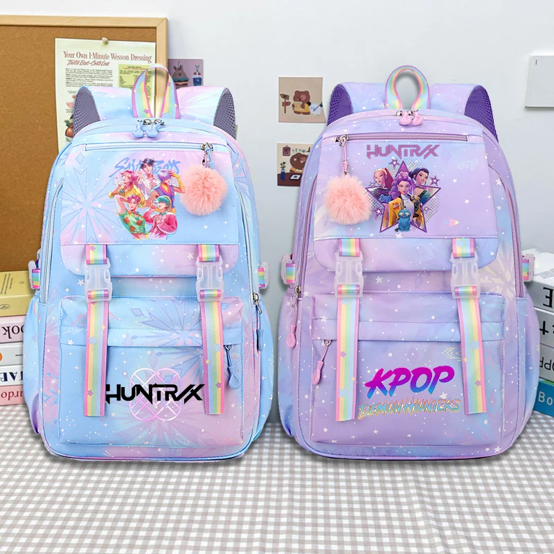 Move K-Pop Demon Hunters Schoolbag Fashion Colorful Patterns Large Capacity and Multifunctional Backpack Students Cartoon Gifts