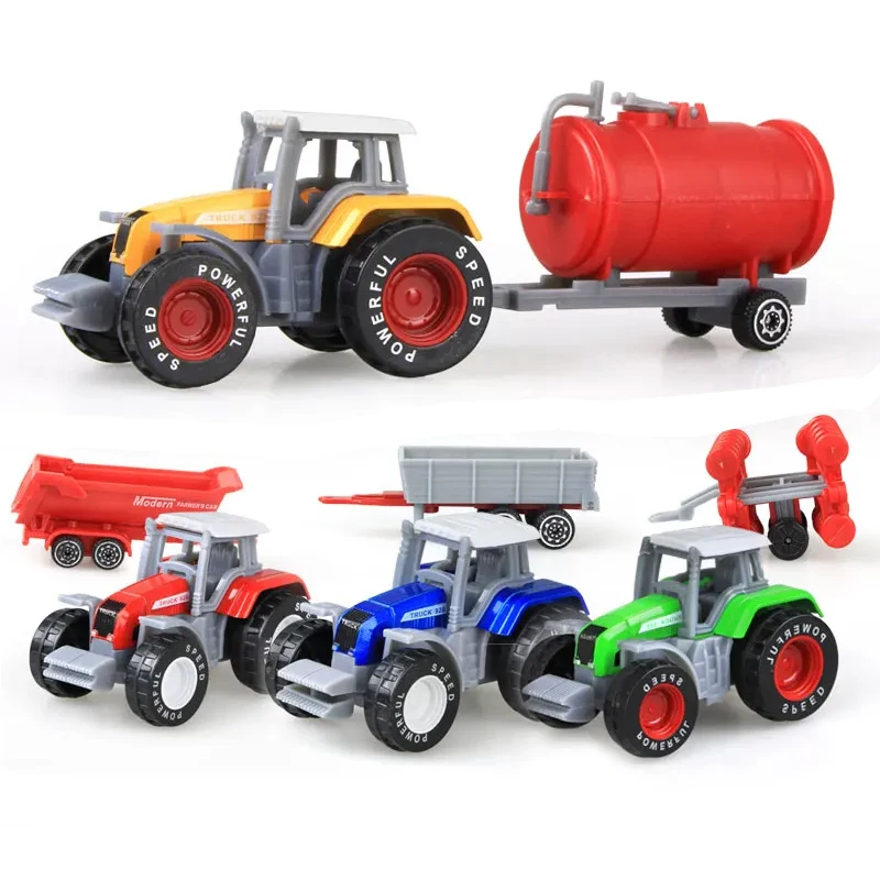 1 Uds. Vehículos agrícolas fundidos a presión, Tractor de ingeniería, coche de juguete, modelo de Mini coche, modelo de coche de ingeniería para niños, regalo de Navidad