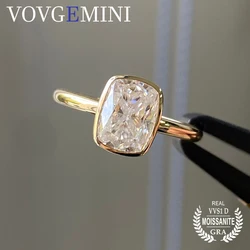 VOVGEMINI 2ct Cushion Cut Hybrid Crushed Ice Moissanite Wedding Ring 18k Yellow Gold VVS Diamond Rings For Women Luxury Jewelry