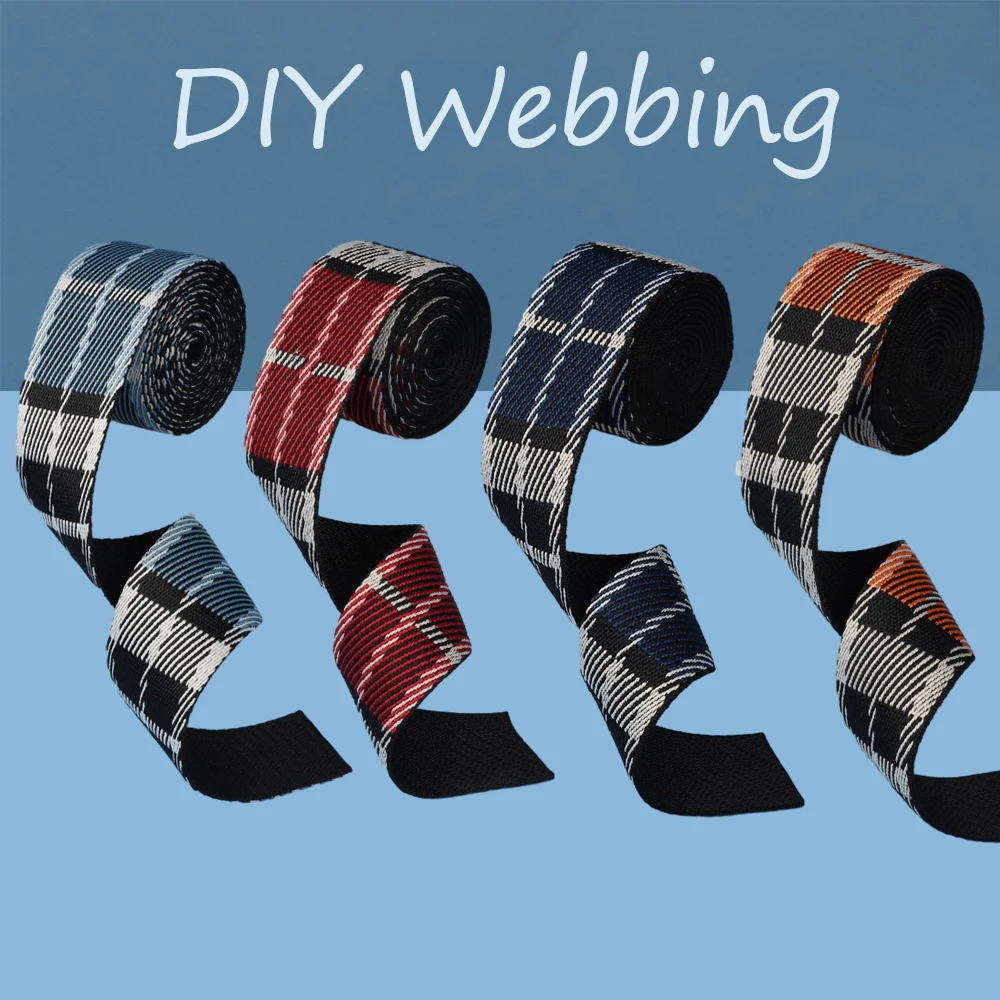 

1/2/5yards 50mm Exquisite Jacquard Webbing Plaid Striped Pattern Scottish Campus Style Contrast Color Sewing DIY Accessories