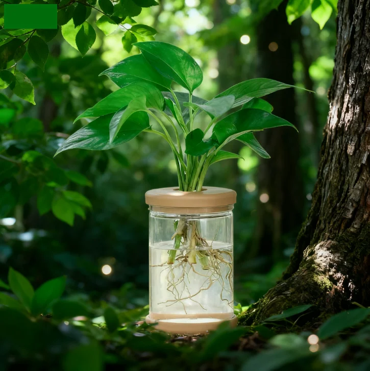 

1pcs Hydroponic Flowerpot Transparent Glass Imitation Green Plant Small Flowerpot Simple Rustic Style Resin Anti Drop Flowerpot