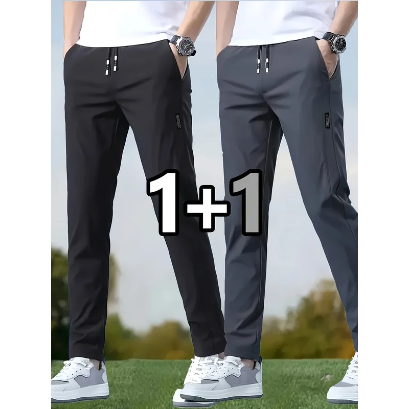 Men's Summer Work Pants Gym Sports Pants Men's Casual Solid Color Thin Golf Pants Lightweight Quick Drying Straight Leg Pants