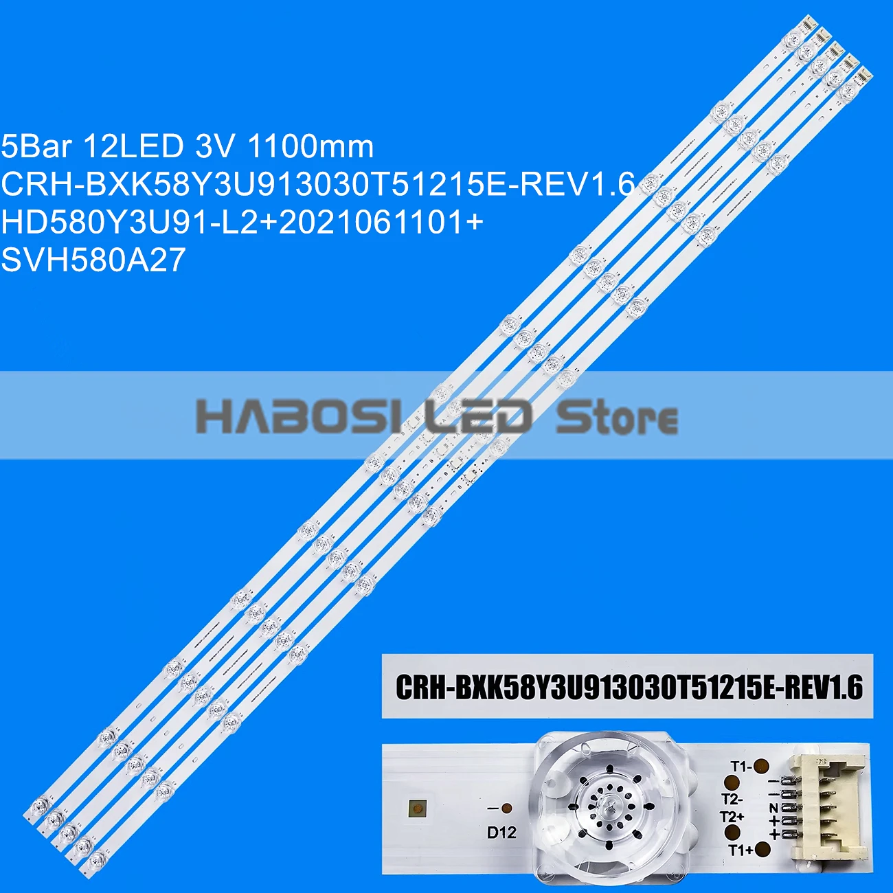 New 5pcs/Kit LED Strips TV H58A7GQ 58A72GQ 58A7GQTUK 58A7GQ CRH BXK58Y3U913030T51215E REV1.6 HD580Y3U91 L2 2021061101 SVH580A27