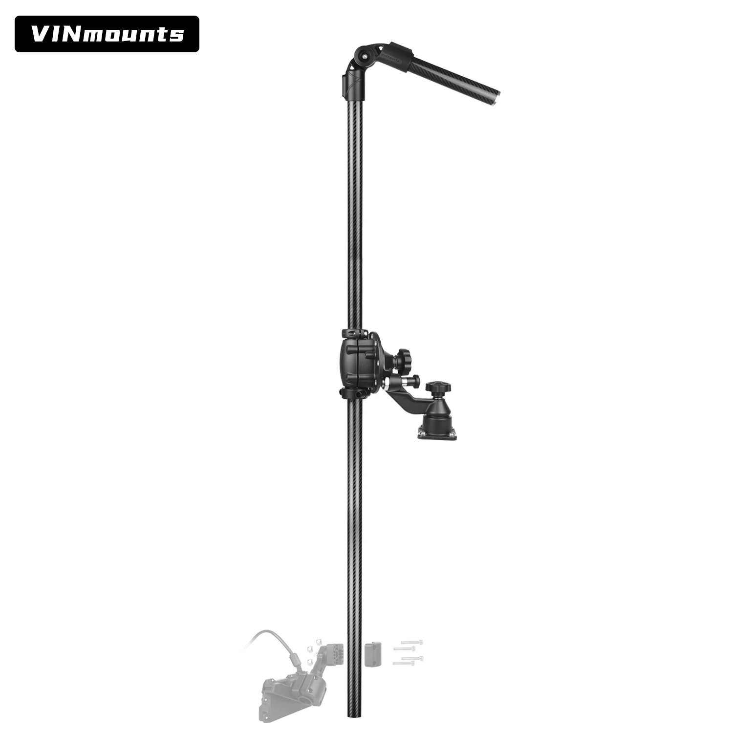 VINmounts high-quality fish finder mount with 32mm carbon fibre rod | Adjustable boat sonar mount for fish finders