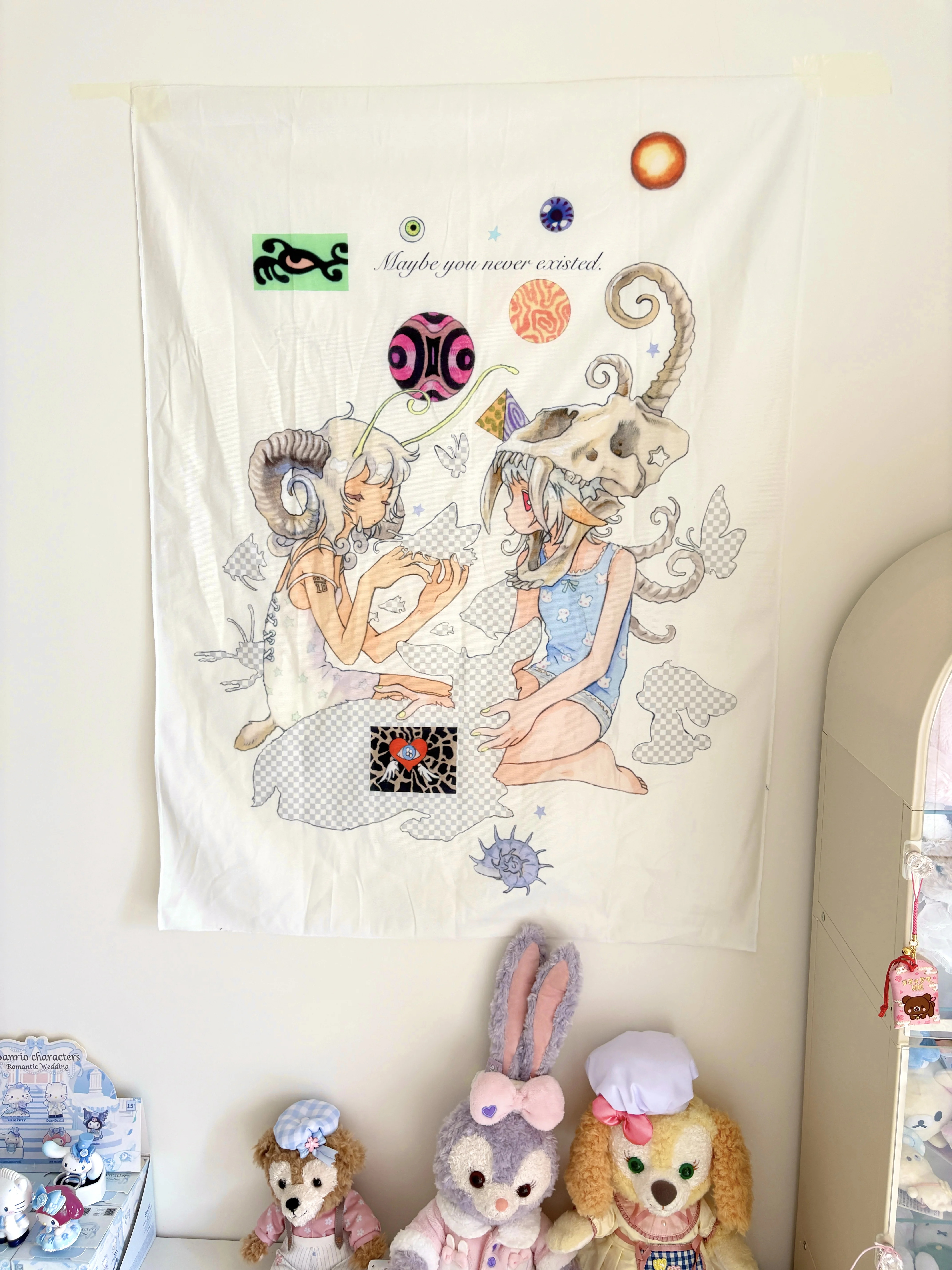 

Girls bedside hanging cloth cute angel hanging cloth pink room bedroom decoration background cloth
