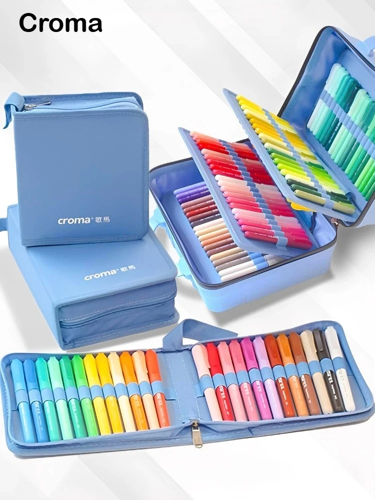 Croma 1/160 Colors Refillable Direct Liquid Acrylic Marker Set with Soft Tip Capable, Washable Watercolor Brushes Art Supplies