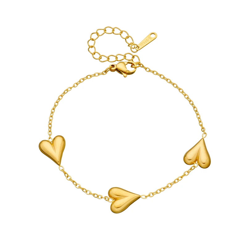 DIEYURO 316L Stainless Steel Vintage Golden Heart Bracelet For Women Fashion Chain New Fashion Wrist Jewelry Girl Birthday Gift