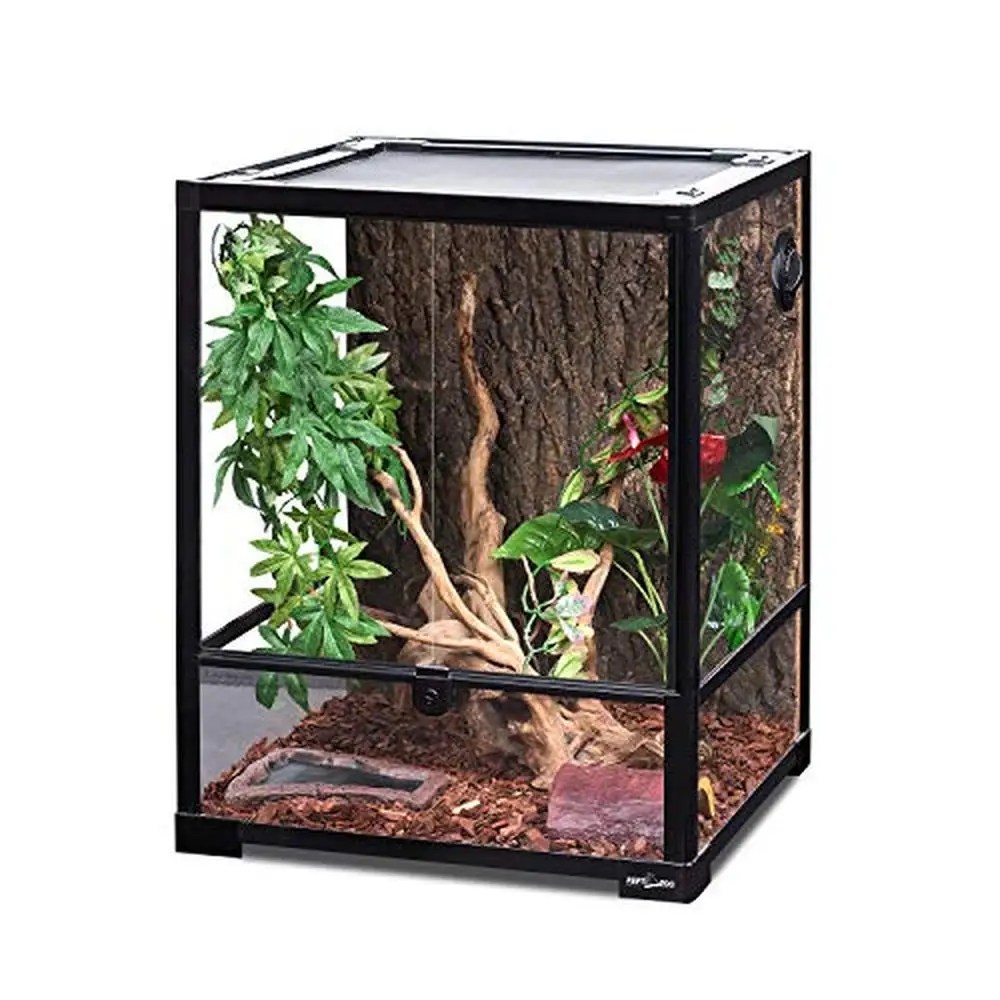 Glass Terrarium 18x18x24 Front Opening Double Hinge Door Top Vent 30 Gallon Tank Durable Reptiles Amphibians Lizard Gecko Easy