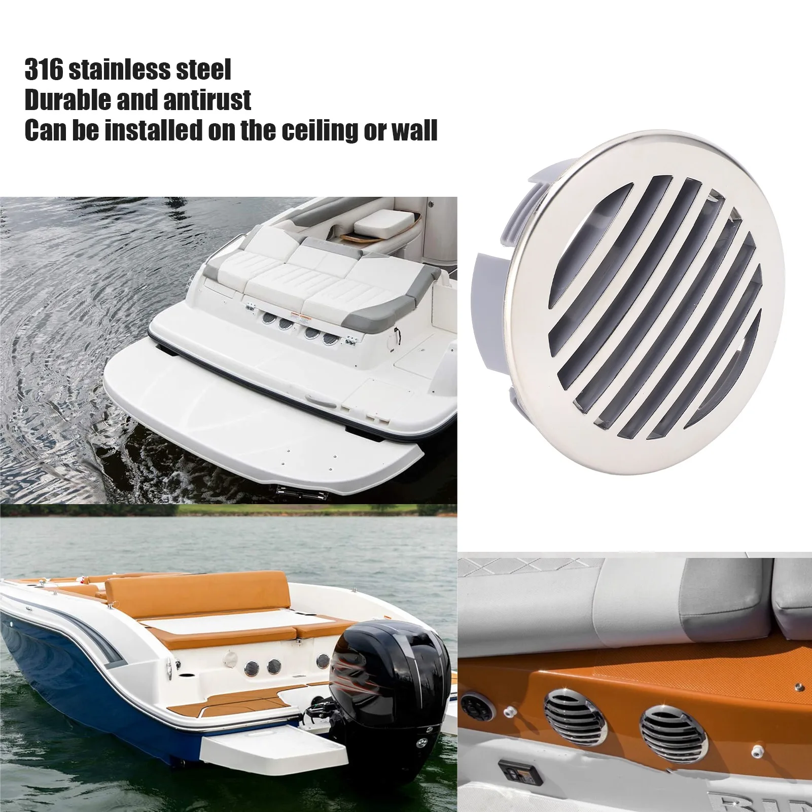 4pcs Boats Airflow Vent Cover 3.5in 316 Stainless Steel High Polished Cap for Yachts RVs