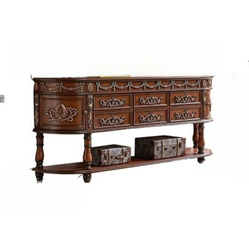 

European-style side cabinet, solid wood, American side cabinet, long table, end view table, sofa back to the wall decorative
