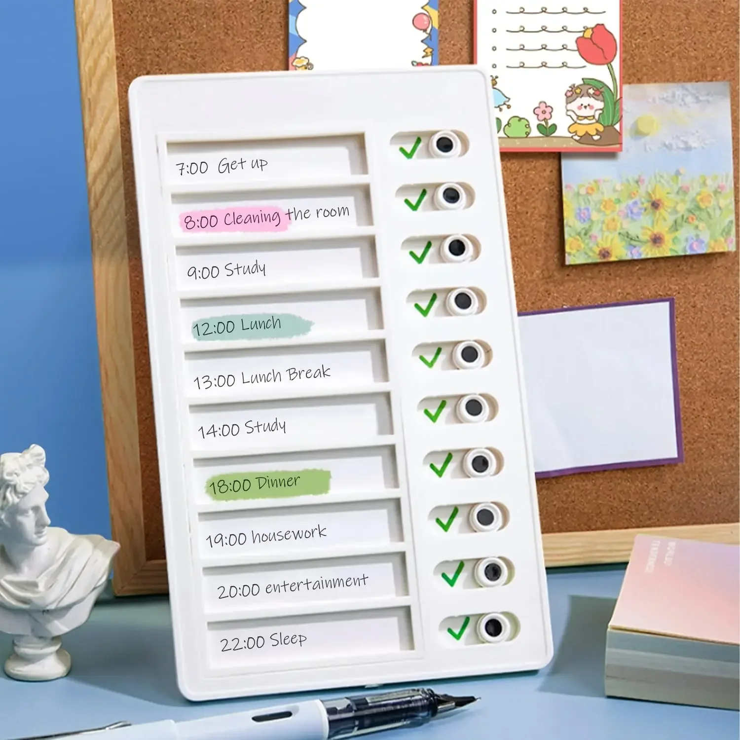 Детская таблица по дому с 10-паперной таблицей по дому. Пластиковая контрольная доска. Список дел своими руками для домашнего планирования. Пустая бумага.
