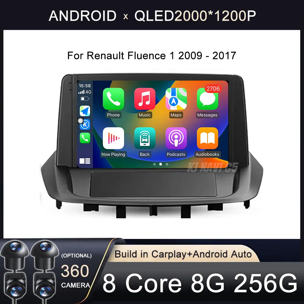 

Автомагнитола для Renault Fluence 1 2008-2017, Автомобильный плеер для Carplay, Android, автонавигация, стерео, беспроводной, GPS, Bluetooth, Wi-Fi, мультимедиа