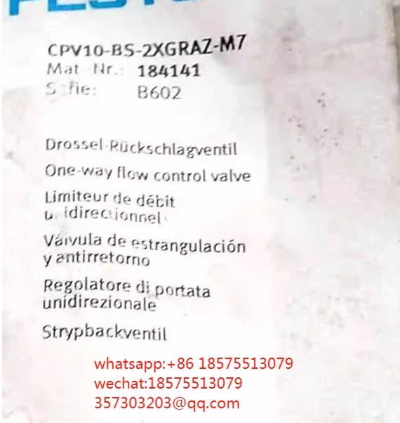 Festo CPV10-BS-2XGRAZ-M7 unidirectional throttle valve 184141 1 piece