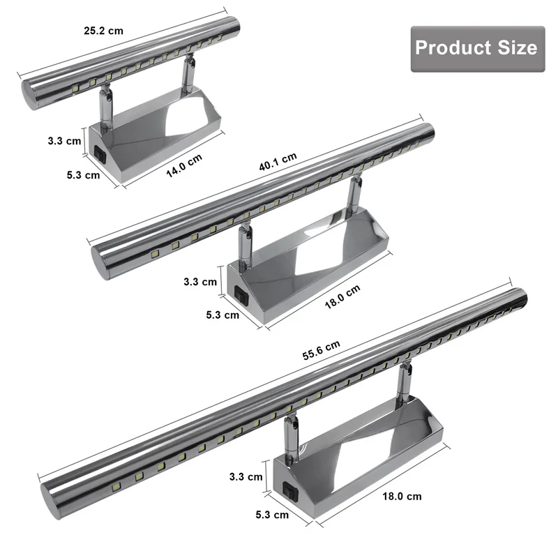 Lámpara Led moderna de pared para espejo de baño, de 3W candelabro, 25CM, 5W, 40CM, montado en la pared de AC65V-265V, color negro y plateado