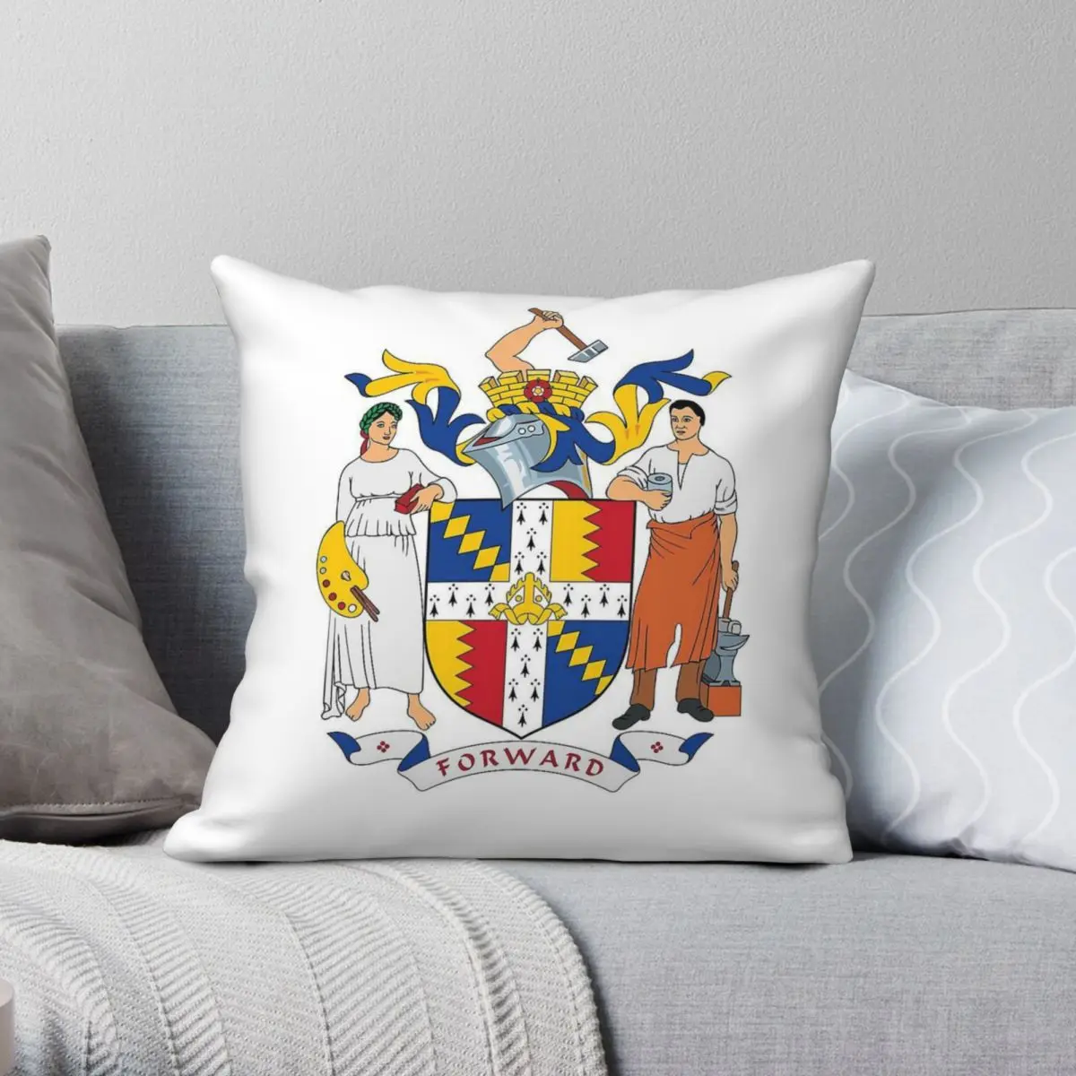 Coat Of Arms Of Birmingham England Square Pillowcase Polyester Linen Velvet Printed Zip Decor Home Cushion Cover