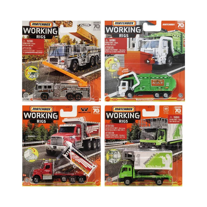 

2023 Matchbox Working Rigs Fire fighting truck GMC Tipper alloy car decoration model toys N3242 9C8U