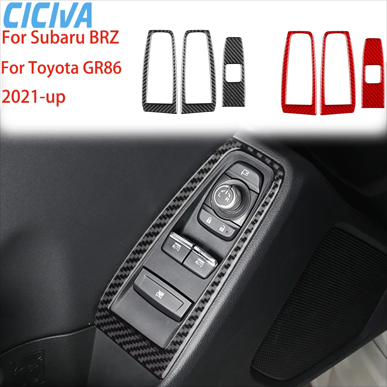 

For Subaru BRZ for Toyota GR86 2021-2024 Carbon Fiber Window Lift Switch Interior Decorative Cover Stickers Car Accessories