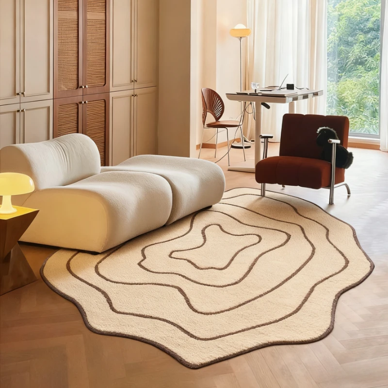 

Ковры неправильной формы для гостиной, цвет дофамина, декор для спальни, домашний пушистый мягкий напольный коврик, толстый плюшевый коврик для гардероба