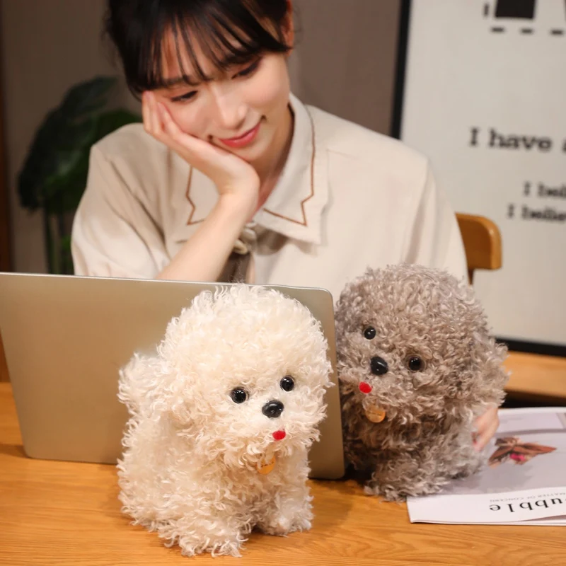 20cm Puppy Bichon Frise Poodle Dog Plush Toy Simulation Animal Stuffed Doll Home Decoration Pillow Birthday Christmas Gift