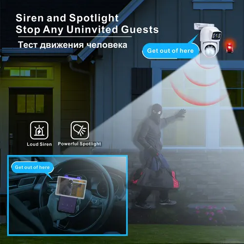 Imagen 2 del producto Cámara IP POE PTZ de 6MP con doble lente para exteriores, domo de seguridad CCTV, Audio bidireccional, videovigilancia nocturna a Color para sistema Nvr Xmeye