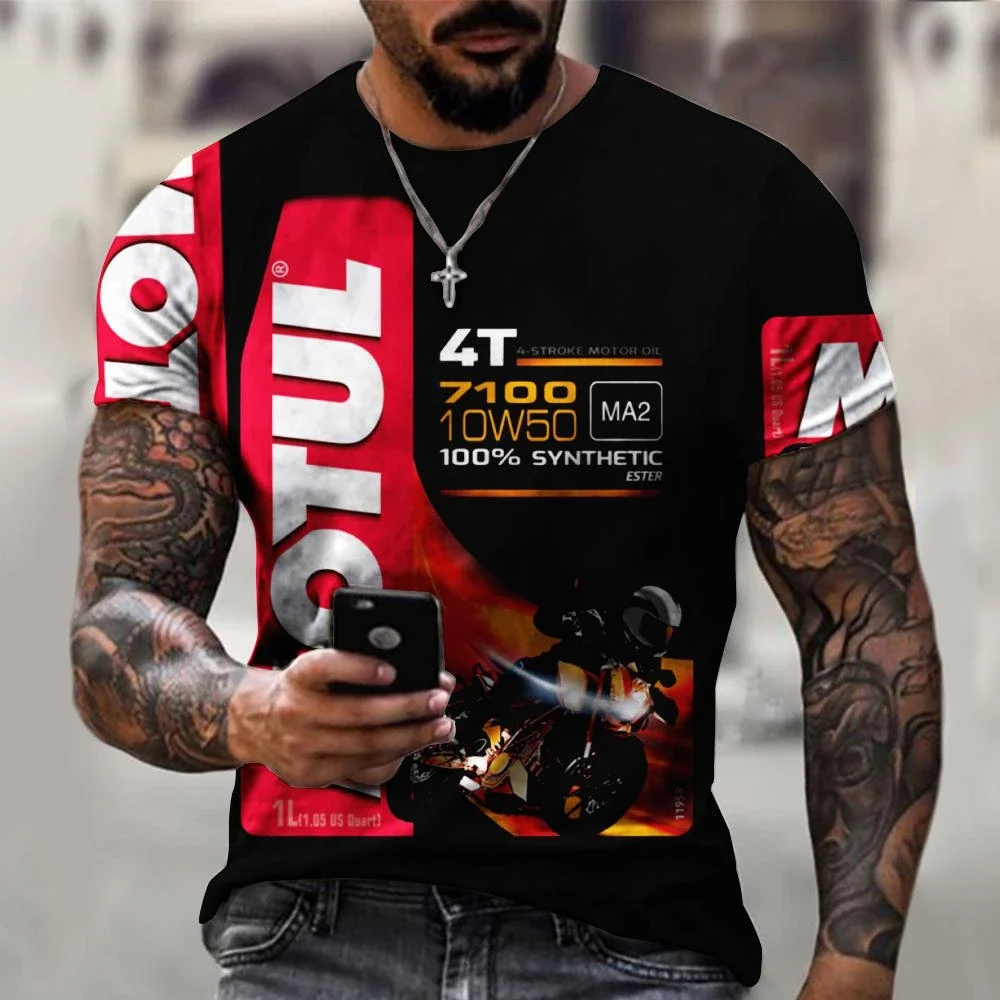 High Quality Men's T-shirt Racing Motorcycle Brand Design Harajuku Mimeograph Oversized Streetwear Male Shirt