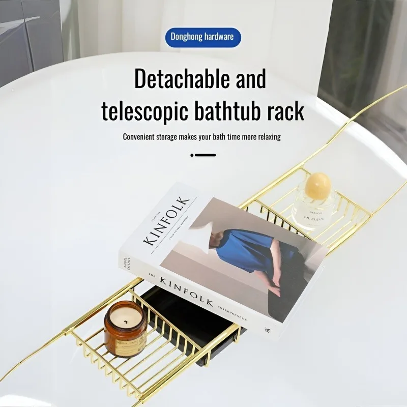 

Stainless Steel Bathroom Bathing Caddy, Multi-Functional Bathtub Organizer, Rust-Proof Durable Practical, Easy to Install