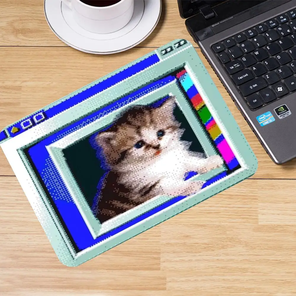 Mousepad Realistic Grey Cat Lace Window Portrait Playmat Large Size For Office Desktop Laptop Games Mat