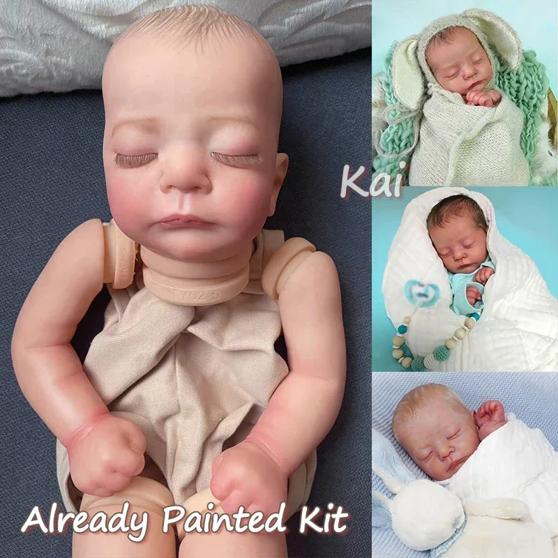 19inch Kai Already Painted Newborn Baby Reborn Doll Kit Baby Lifelike Soft Touch Already Painted   Unfinished Doll Parts