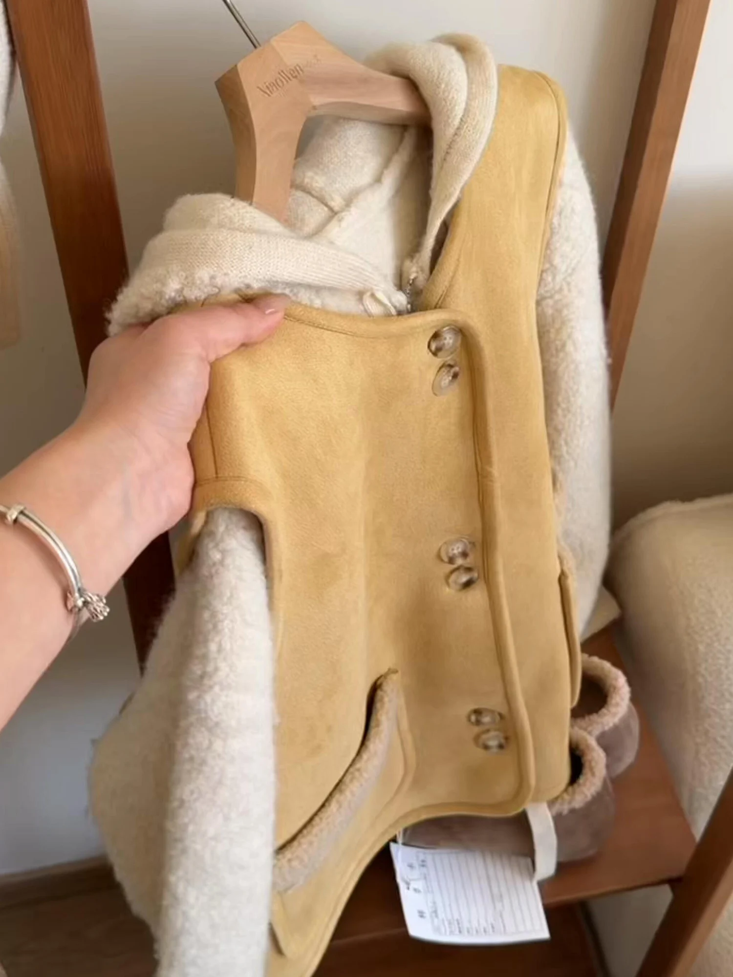 Retro coreano sle camurça colete feminino svel jaet outono inverno novo sle camadas design botão ele colete