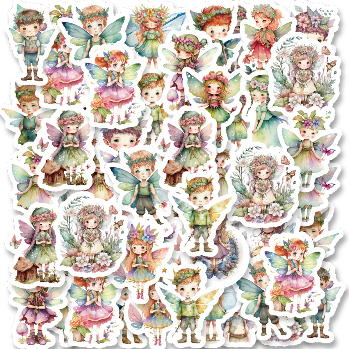 Etori Life 46pcs Flower elf cartoon cute Instagram style  DIY Decoration Student Stationery Notebook Diary Journal Stickers