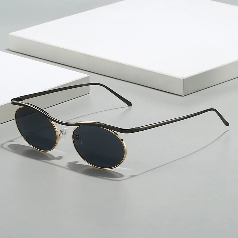 JNPCXI New Retro Oval Metal Women Sunglasses Fashion Punk Men Trending Gradient Shades UV400 Sun Glasses