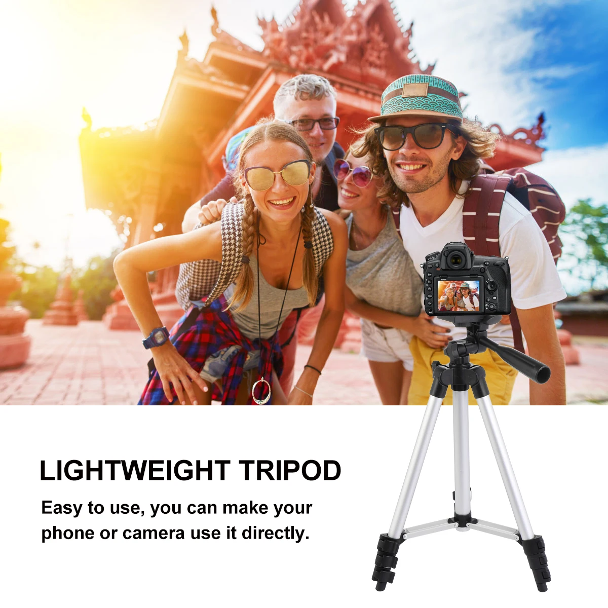 

Portable Lightweight Travel Tripod for Smartphone Camera Telescope Extendable Tripod Stand for Video Photography Streaming Use
