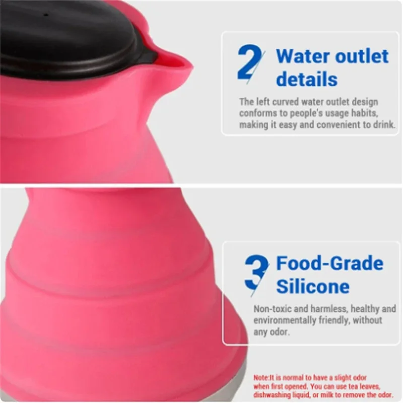 1500ML Creative Portable Silicone Kettle Outdoor Silica Gel Folding Coffee Maker Compression Leak Proof Travel Camping Kettle