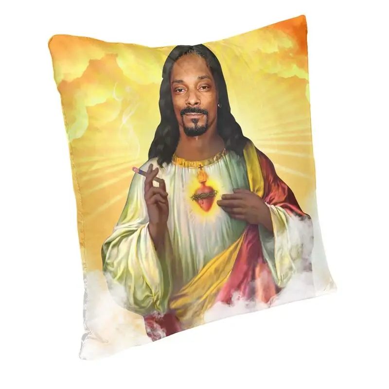 Saint Jesus Snoop Dogg Music Rapper Throw Pillow Case Home Decor Custom Square Cushion Cover 40x40 Pillowcover for Living Room