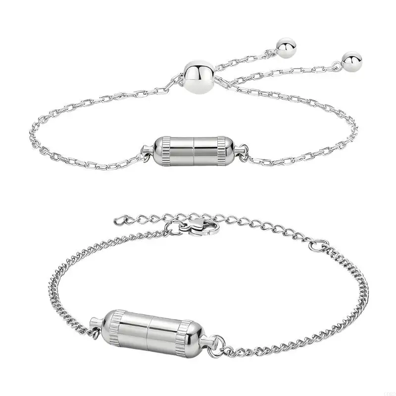 

CORD Polished Metal Adjustable Chain Bracelet For Storing Pills
