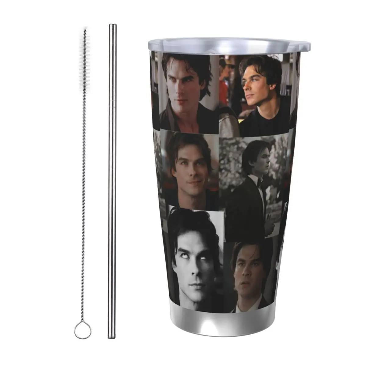

Стакан «Дневники вампира» с вакуумной изоляцией, кофейные чашки Damon Salvatore с крышкой, соломенная школьная кружка, горячий и холодный напиток, 20 унций