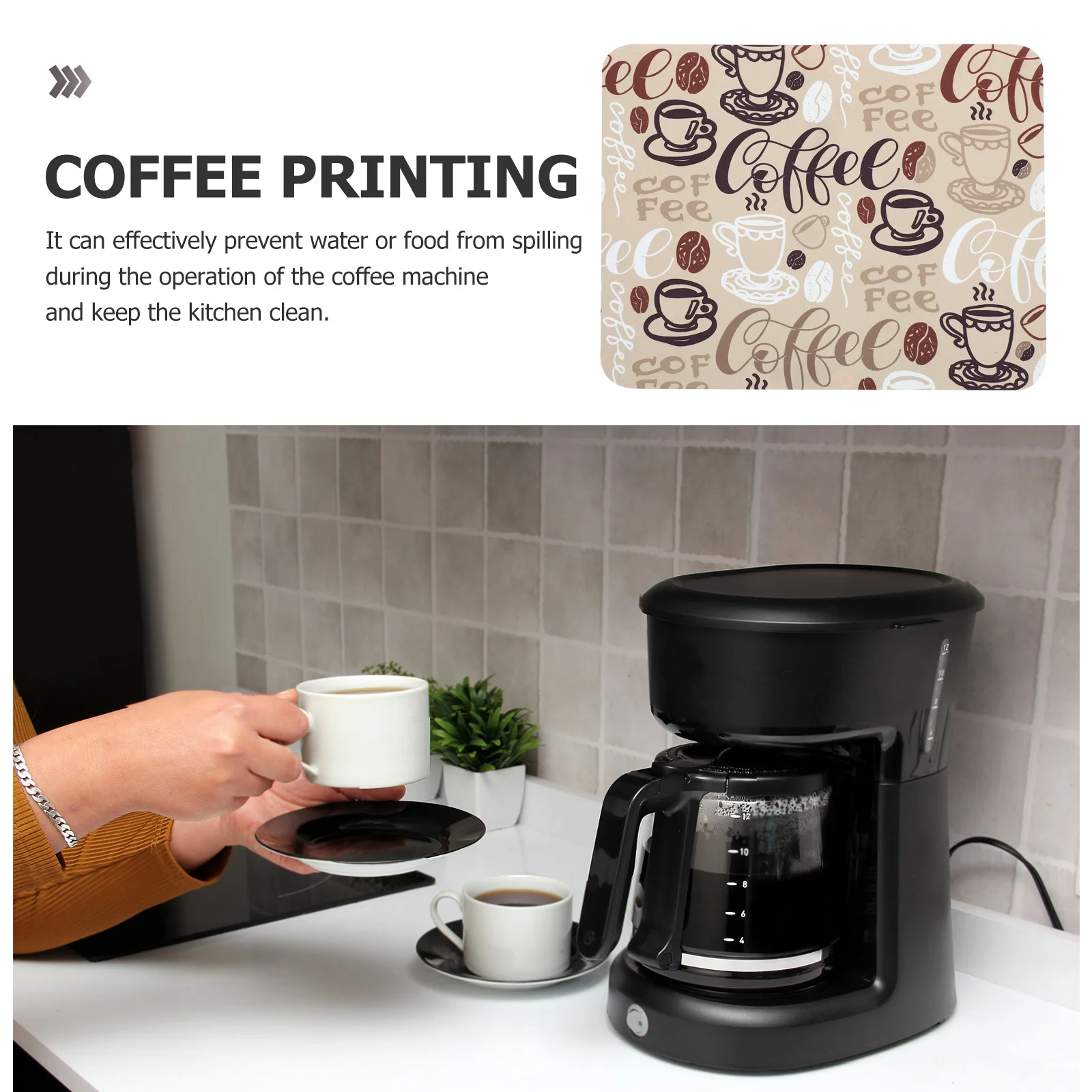 

Absorbent Coffee Maker Mat Nonslip Silicone Bar Mat Countertop Protector Waterproof Heat Resistant Coffee Station Pad