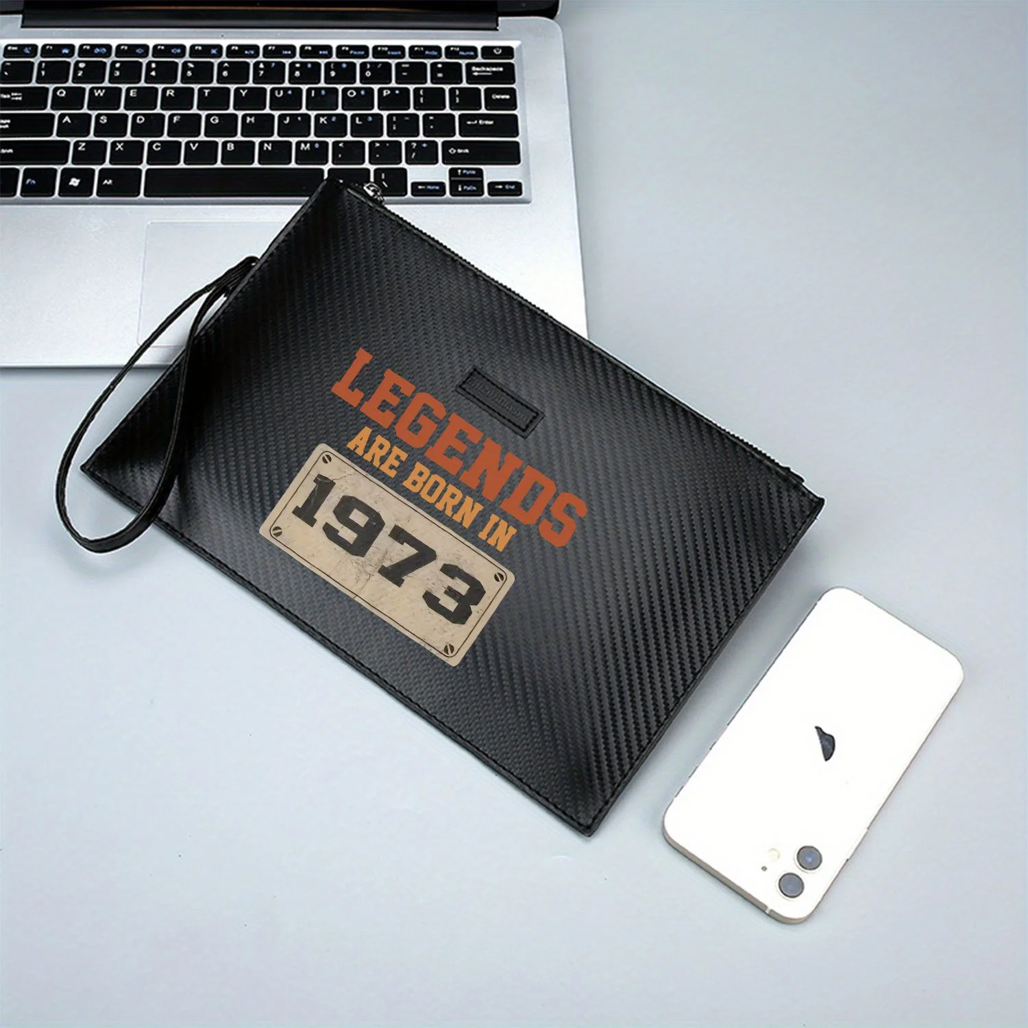 Le leggende nascono nel 1973 compleanno Elegante borsa da uomo in PU stampata Alla moda e pratica per il trasporto quotidiano