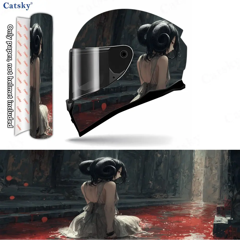 Mysterious Blood - Pool Girl Pattern Helmet stickers , PVC Material Multifunctional Helmet Stickers, Scratch-Resistant & Fade-Pr