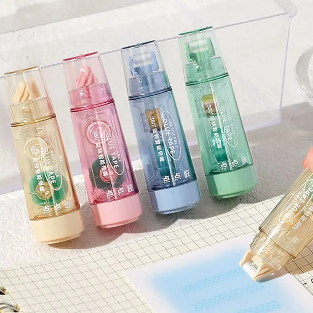 Cinta de corrección de pegamento dispensadora tipo prensa, Mini pasta de pegamento borrable portátil, Linda pluma dispensadora, pegamento de doble cara