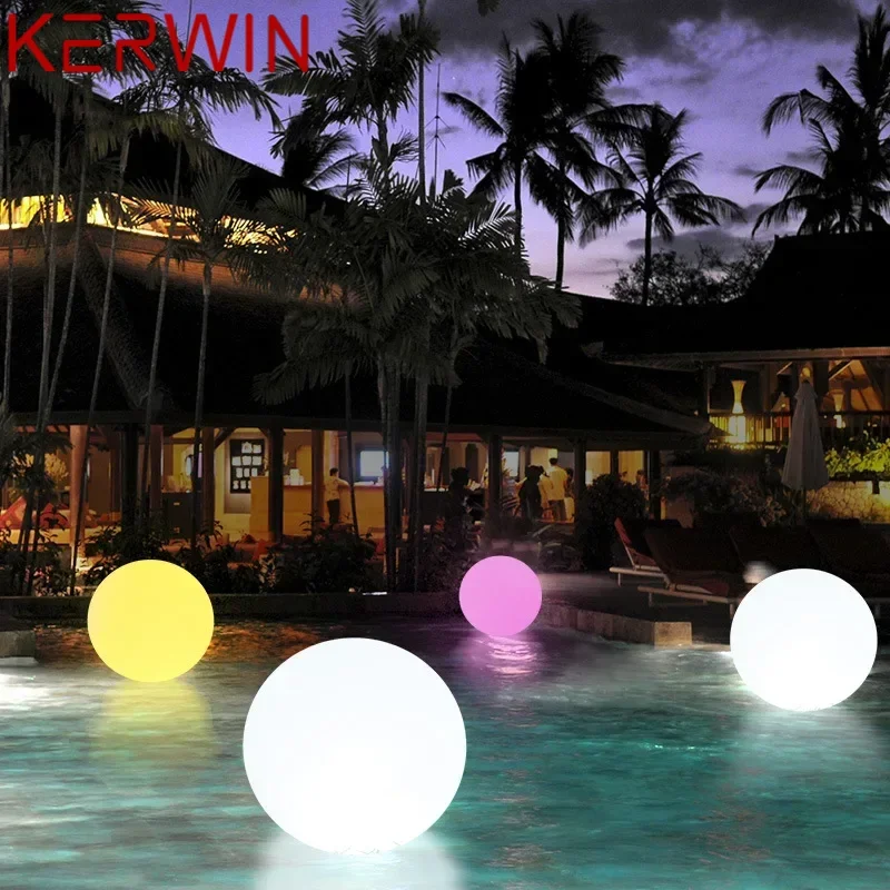 KERWIN Modern Floating Ball Landscape Lamp Creative Outdoors Pool Light LED Remote Control Waterproof IP65 for Hotel Garden