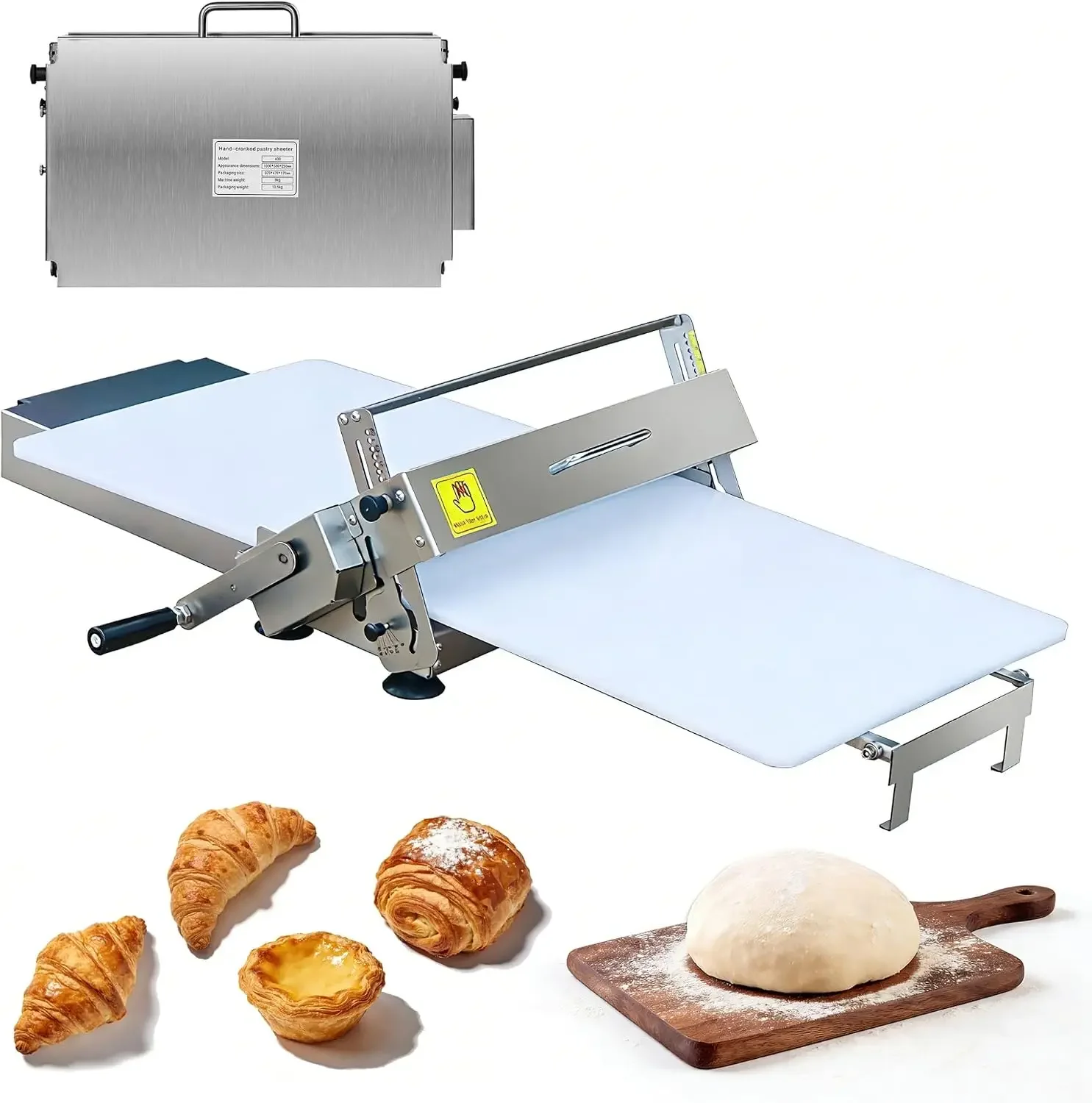 Commercial 110V Electric Dough Sheeter Machine, Reversible Puff Pastry Sheeter And Fondant Roller, Dough Roller, Adjustable Thic